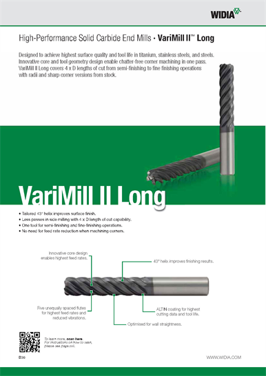 TiAlN Coating WIDIA Hanita I2S0562T225X VariMill I2S GP Roughing/Finishing End Mill RH Cut Carbide 2.25 LOC 0.5625 Cutting Dia 2-Flute TiAlN Coating WIDIA Hanita I2S0562T225X VariMill I2S GP Roughing/Finishing End Mill RH Cut Carbide 2.25 LOC 0.5625 Cutting Dia 2-Flute